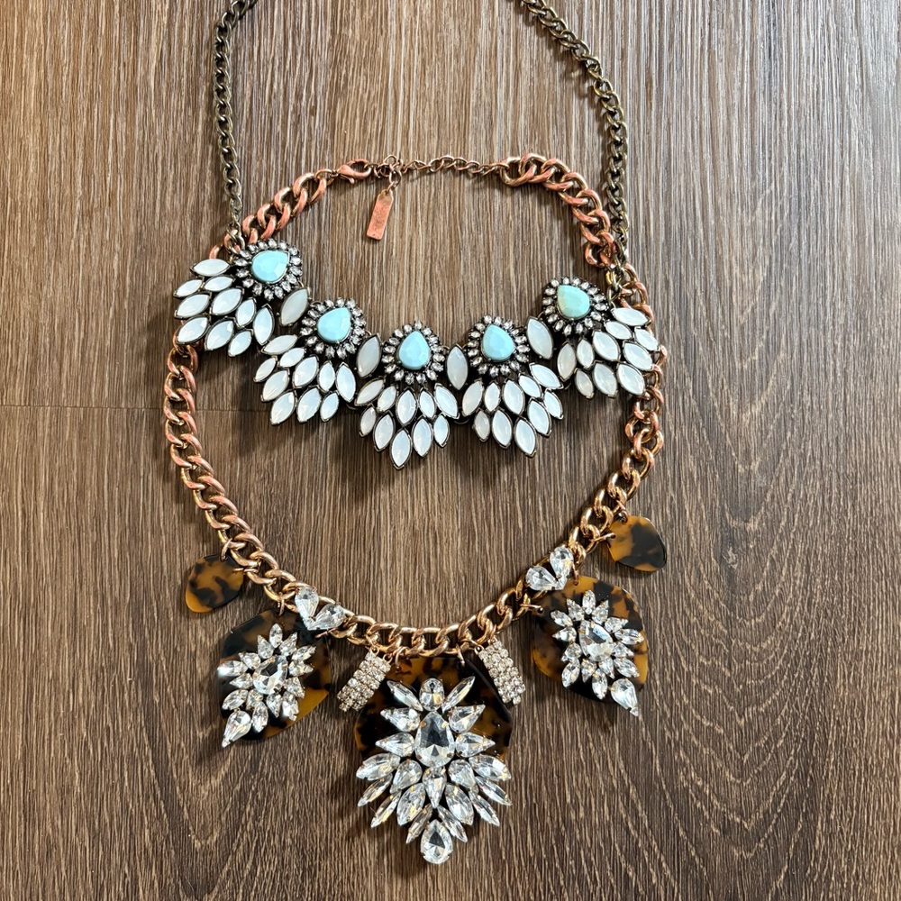 BaubleBar Tortoise Constellation Bib Necklace Set of 2 Y2K Statement Boho GUC